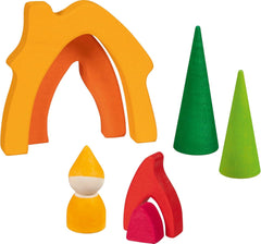 Goki 58427 - Maison naine - Goki Evolution - En bois d'érable de haute qualité - 7 parties - Peintures colorées à l'eau - Fabriqué en Europe Maisons de poupées Naty Shop