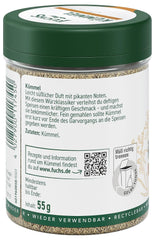 Fuchs Gewürze - Kümmel gemahlen - klassisches Gewürze für daftige Gerichte wie Chili con Carne - ingrédients naturels - 55 g en dose variable, recyclable