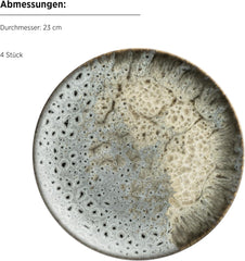 MÄSER Carellia service petit-déjeuner 12 pièces - céramique du Portugal - vernis réactif - 4 assiettes à dessert 23 cm, 4 bols 15 cm, 4 tasses à café 430 ml - passe au lave-vaisselle et au micro-ondes, gris