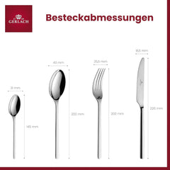 Gerlach Modern Besteck-Set Für 6 Personen Spülmaschinenfest Essbesteck Aus Edelstahl Elegantes Besteck Mit Messer Gabel Löffel Und Teelöffel Tafelbesteck Rostfrei 24 Stk Naty Shop