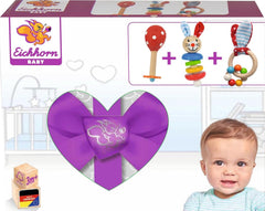 Eichhorn 100017045 - Coffret cadeau / entrée bébé avec maraca, jouet sonore et jouet à motif lapin, 3 pièces, à partir de 3 mois Jouets Bebe Naty Shop
