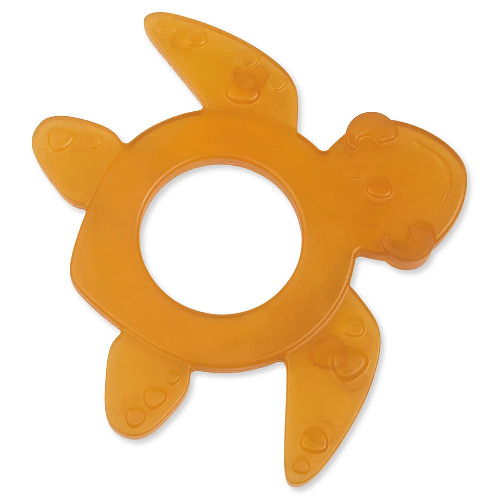 GRÜNSPECHT Anneau de dentition en caoutchouc naturel biologique pour bébés, massage des gencives, sans BPA, doux, favorise la motricité fine, tortue (639-V2), marron