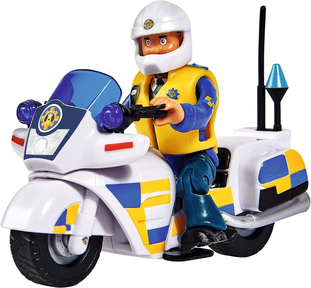 Simba 109251092 - Moto de police Sam le Pompier, Avec figurine Malcolm, Avec accessoires, Saison 12, A partir de 3 ans Figurines Naty Shop Single
