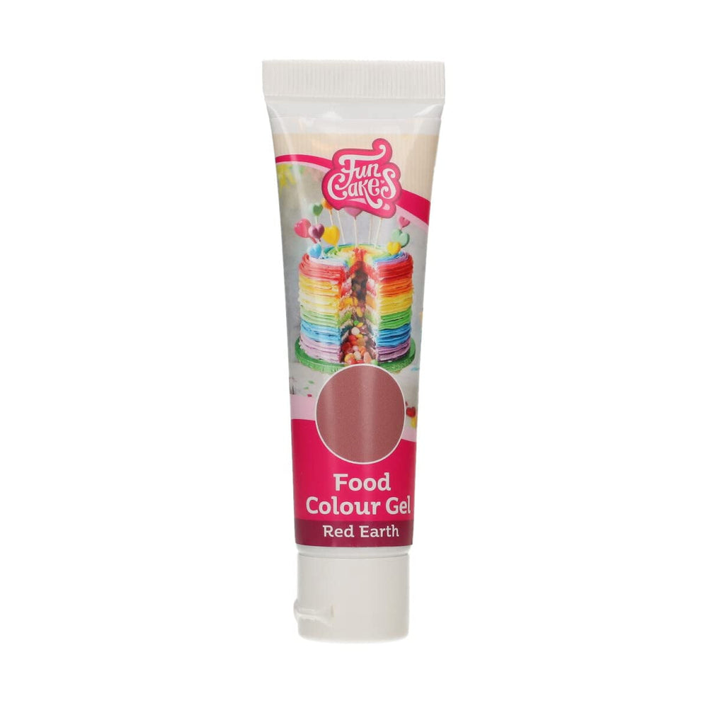 Gel Colorant Alimentaire Terre Rouge Funcakes : Colorant alimentaire très concentré pour pâtes, crèmes, fondants, pâte d'amande et pâtisseries. Dosage facile. Une seule goutte pour créer des couleurs vibrantes. Halal. 30g.