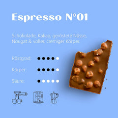 Espresso No. 1 – Mélange d'espresso classique avec 25 % de Robusta – Café en grains pour machines entièrement automatiques et porte-filtre – grains entiers – 750g