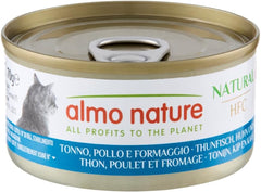 Almo Nature HFC Natural - Hrană umedă pentru pisici adulte - Ton, Pui și Brânză - Calitate umană, Fără gluten - 6 x 70g