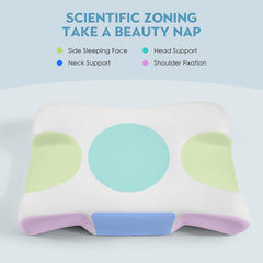 Royalisneeo Oreiller de beauté pour douleurs du dos, du ventre et des côtés Oreiller pour douleurs au cou et aux épaules Oreiller anti-rides Anti-âge en mousse à mémoire de forme Bleu (standard) Oreillers orthopédiques cervicaux Naty Shop