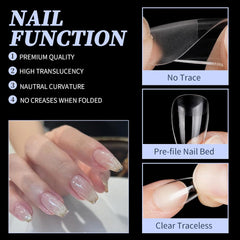 Ongles artificiels courts 500 pièces bouts d'ongles à couverture complète en gel souple pour ongles en gel 12 tailles bouts d'ongles pré-polis pour ongles en gel Ongles artificiels courts Extensions d'ongles de cercueil avec boîte
