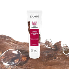SANTE Naturkosmetik Glossy Shine Mask Extrait de feuille de bouleau bio + complexe protéique 3x, masque capillaire hydratant et sans silicone, soin capillaire végétalien pour plus de brillance et de souplesse, 150 ml Naty Shop Hair Mask