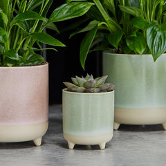 Pot, céramique, vert menthe, mat, réactif, H 8,5 cm x P 8 cm