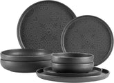 MÄSER 934064 Serie Tiles Modernes Vintage Geschirr Set Für 2 Personen in Maurischem Design Mit Mattglasur, 8-Teiliges Tafelservice Mit Tellern Und Schalen Aus Hochwertiger Keramik, Steinzeug, Schwarz Ensembles de vaisselle Naty Shop Default Title