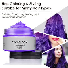 Cire de coloration temporaire pour cheveux, pommade naturelle, formule végétale lavable, pour hommes et femmes, cire de teinture mate pour fête, cosplay et Halloween, 120 g (violet) Naty Shop