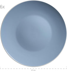 MÄSER 931844 Elissa - Service de table moderne pour 6 personnes, bleu avec bord blanc, ensemble combiné de 24 pièces, céramique