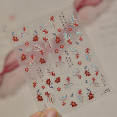 JMEOWIO Autocollant 3D pour ongles en forme de poisson Koi