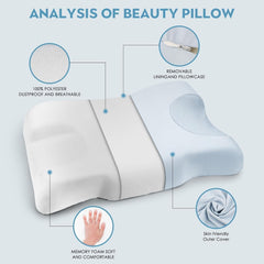 Royalisneeo Oreiller de beauté pour douleurs du dos, du ventre et des côtés Oreiller pour douleurs au cou et aux épaules Oreiller anti-rides Anti-âge en mousse à mémoire de forme Bleu (standard) Oreillers orthopédiques cervicaux Naty Shop