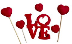 Set 6 decoratiuni comestibile din pasta de zahar, LOVE Decoratiuni din Pasta de Zahar Naty Shop