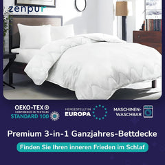 Couette premium 200X200Cm 4 saisons, couette toutes saisons 200X200 - chaude en hiver et fraîche en été, 2 housses de couette combinables 200X200 Couettes et couettes Naty Shop