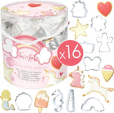 ScrapCooking - Lot de 16 emporte-pièces Licorne - Emporte-pièces - 16 pièces - Arc-en-ciel, Fée, Sirène, Couronne, Fleur - Moule à pâtisserie - Emporte-pièces en acier inoxydable - 2027