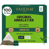VAHDAM, ceai verde din Himalaya (100 pliculețe de ceai) 100% pur și aromat | Frunze de ceai verde natural | Vegan, fără gluten, fără lactoză | Proaspăt și direct de la sursa din India | Ceai verde