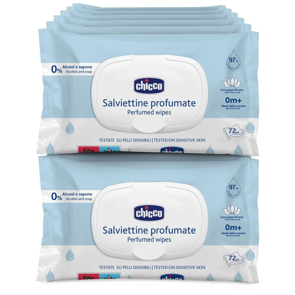 Chicco Lingettes nettoyantes multifonctions pour nouveau-nés, sans alcool, parfumées, adaptées aux peaux sensibles Lingettes humides pour bébé Naty Shop