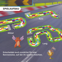 HABA Monza - Jeu de société rapide et jeu de course automobile pour enfants à partir de 5 ans - Avec 6 voitures en bois colorées et dés colorés - 2012226001