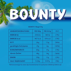 Batoane de ciocolată Bounty, aromă de cocos și ciocolată, 24 de batoane într-un pachet (24 x 57g)