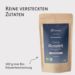 Ceai de seară BIO 100 g - Pauza ta cu valeriană, lavandă, melisă, mușețel, amestec de ceaiuri din plante pentru relaxare seara
