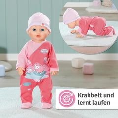 Baby Annabell Emily Run With Me 43cm, poupée rampante et qui marche avec fonction sonore, robe et chapeau roses, 710623 Zapf Creation Dolls Naty Shop