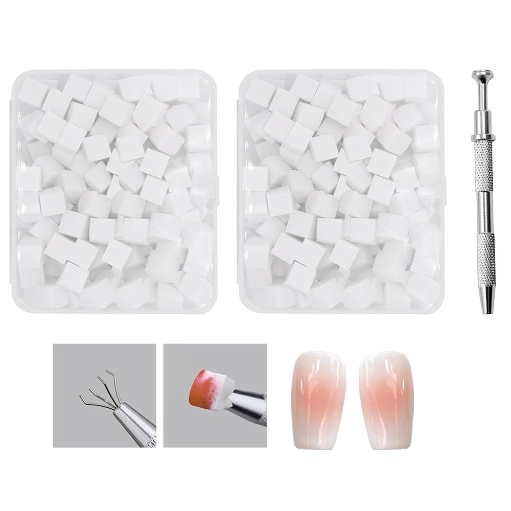 200 pièces Nail Art Schwamm Mit Metallgreifer, Sponge Nagel Pinsel, Nageldesign Zubehör Schwammpinsel, Um Eine Varuandung von Gradient Nail Art Patterns Zu Erstellen (Blanc ?
