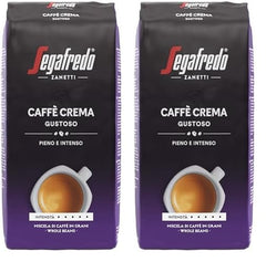 Segafredo Zanetti Caffè Crema Gustoso - Grains entiers (Pack de 1 kg) - Convient pour Caffè Crema - Grains de café torréfiés longuement et foncés, saveur pleine et intense (Pack de 2)