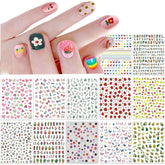 12 Blatt Nagelsticker Süß Kinder Nagelaufkleber Selbstklebend Weihnachtsblumen Blätter Tiere Pflanzen Früchte Nail Art Sticker Dekoration Nageldesign Zubehör