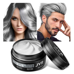 JVR Cire capillaire temporaire 80 g, cire lavable pour enfants, femmes, hommes, coiffure naturelle mate pour fête, cosplay, Halloween, Noël, mascarade, bricolage (gris 80 g) Naty Shop Teinture capillaire gris 50 g (1 paquet)