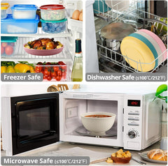 Tanice Service de table en plastique 12 pièces, assiettes et bols, service de table pour 4 personnes, service de table en plastique avec assiettes, bols et tasses pour cuisine, camping en plein air