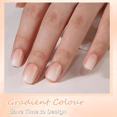 Lot de faux ongles – 240 pièces courtes et carrées, modèle en gel souple, dégradé de blanc nu, colle naturelle sur faux ongles pour femme, à faire soi-même (dégradé nu, 240X)