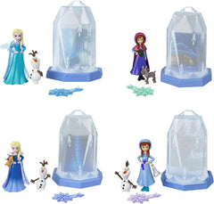 Mattel Disney Frozen Ice Reveal Petite poupée avec gel glacé moelleux et 6 surprises, comprend une figurine d'ami et des accessoires (les poupées peuvent varier) HRN77