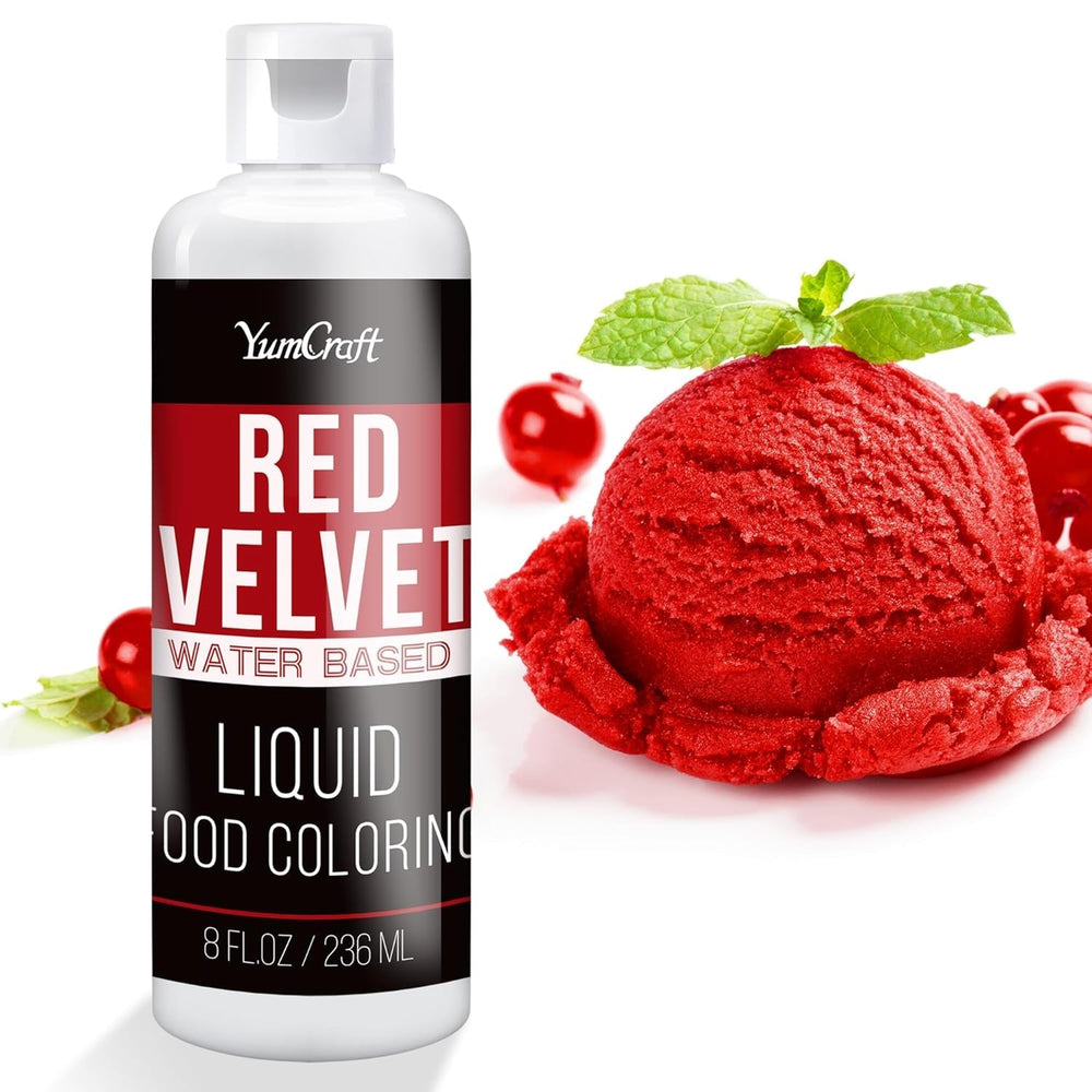 Colorant alimentar - Colorant alimentar lichid foarte concentrat pentru prăjituri, copt, ouă de Paște, băuturi - Colorant alimentar fără zahăr pentru fondant, glazură, slime, decorarea torturilor (Red Velvet, 236ml)