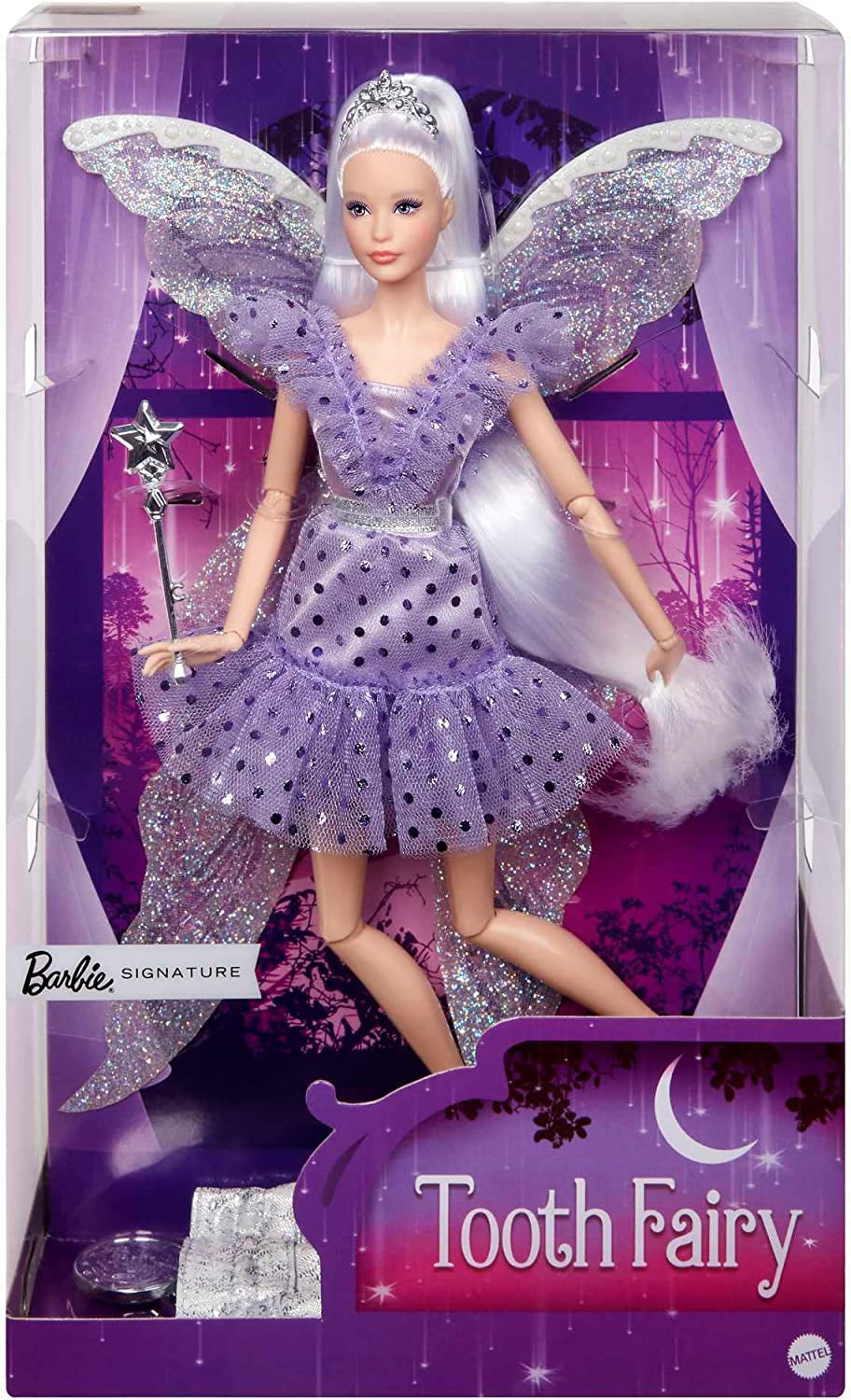 Poupée Barbie Signature Fée des Dents, Poupée de Collection avec Ailes de Fée, Baguette Magique et Sac à Pièces, Cadeau pour Enfants de 6 Ans et Plus, JCW43 Naty Shop Dolls Titre par défaut