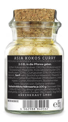Ankerkraut Asia Kokos Curry, 85g dans un verre en liège, Gewürz für Kokos-Milch Gemüse Fleisch, Einfach Lecker Zu Hause Kochen, Premium Qualität in der Panne