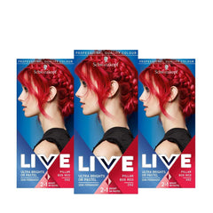 Live Ultra Bright ou Pastel Red Hair Dye 3 Pack Semi Permanent Color dure jusqu'à 15 lavages - 092 Pillar Box Red Naty Shop Pillar Box Red Hair Dye 3 Pack (Pack de 1)