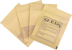 WACCOMT Pack 100 Stück Kleine Braune Wiederverschließbare Kraftpapier Samen Pakete Mit Klarem Fenster Münze Umschläge Taschen Reißverschluss Für Saatgut Blume Lagerung 7X9.5Cm(2.7X3.7Inch)