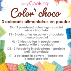 Peinture en poudre soluble dans l'huile de cuisson 4012, rouge, bleu et jaune, poids 15 g, 3 pièces colorées