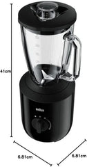 Braun Powerblend 3 JB 3150 BK Batteur sur socle - 1,5 L Verre-Mixaufsatz, Küchenhelfer Zum Zerkleinern, Pürieren & Mixen, 800 Watt, Schwarz Kitchen Naty Shop