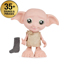 Spin Master 6067280 Wizarding World Harry Potter, Păpușă Magică Interactivă Dobby Elf cu Șosetă, Peste 30 de Sunete și Fraze, 21,6 cm, Jucărie pentru Copii, Negru