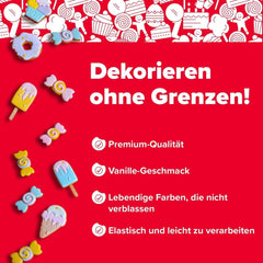 Dekora - Fondant en pâte à sucre blanche 150g - Parfait pour les gâteaux et décorations de pâtisserie - Sans gluten ni lactose - Goût vanille - Doux, flexible et facile à façonner pour des décorations créatives Naty Shop Sugarpaste