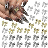 Nœuds à ongles en métal, 30 pièces, nœuds gris or argent, accessoires pour ongles, décorations d'ongles pour femmes et filles, Design Nail Art