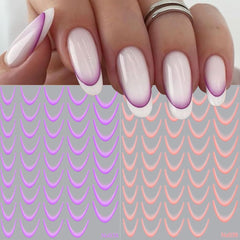 9 couleurs autocollants pour ongles français autocollants pour ongles français auto-adhésif feuille d'ongle ongles français autocollants dégradés pointe française autocollants pour ongles nail art autocollants de conception d'ongle accessoires pour ongles