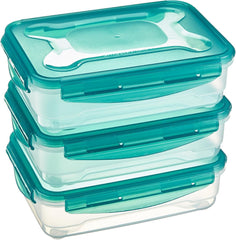 Ensemble de boîtes de congélation Amazon Basics, avec couvercles, étanches, empilables, réfrigérateur/congélateur, sans BPA, plastique, passent au micro-ondes et au lave-vaisselle, 3 x 1,2 L, transparentes Naty Shop Boîtes de conservation alimentaires simples 1,2 L