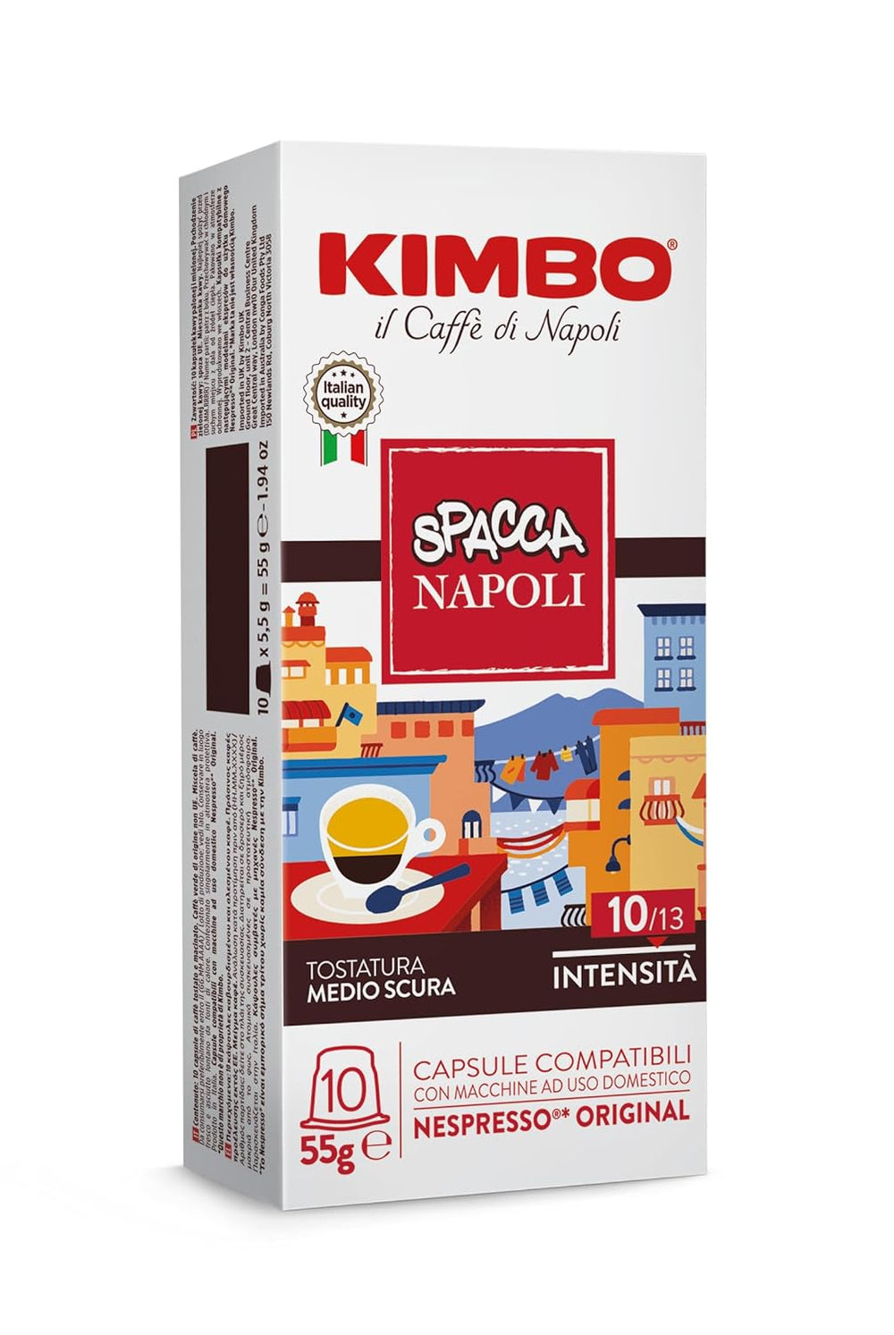 Napoli Kaffeekapseln, compatible avec Nespresso, 10 Packungen mit 10 Kapseln (insgesamt 100 Kapseln)