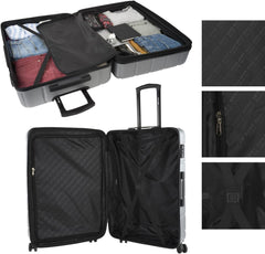 DKNY - Grande Valise 4 Roues Grande Valise Légère - Grande Valise de Voyage à Roulettes. Grande valise de voyage avion Valise à coque rigide avec fermeture certifiée - Grande valise à roulettes Argent Bagages et équipements de voyage Naty Shop