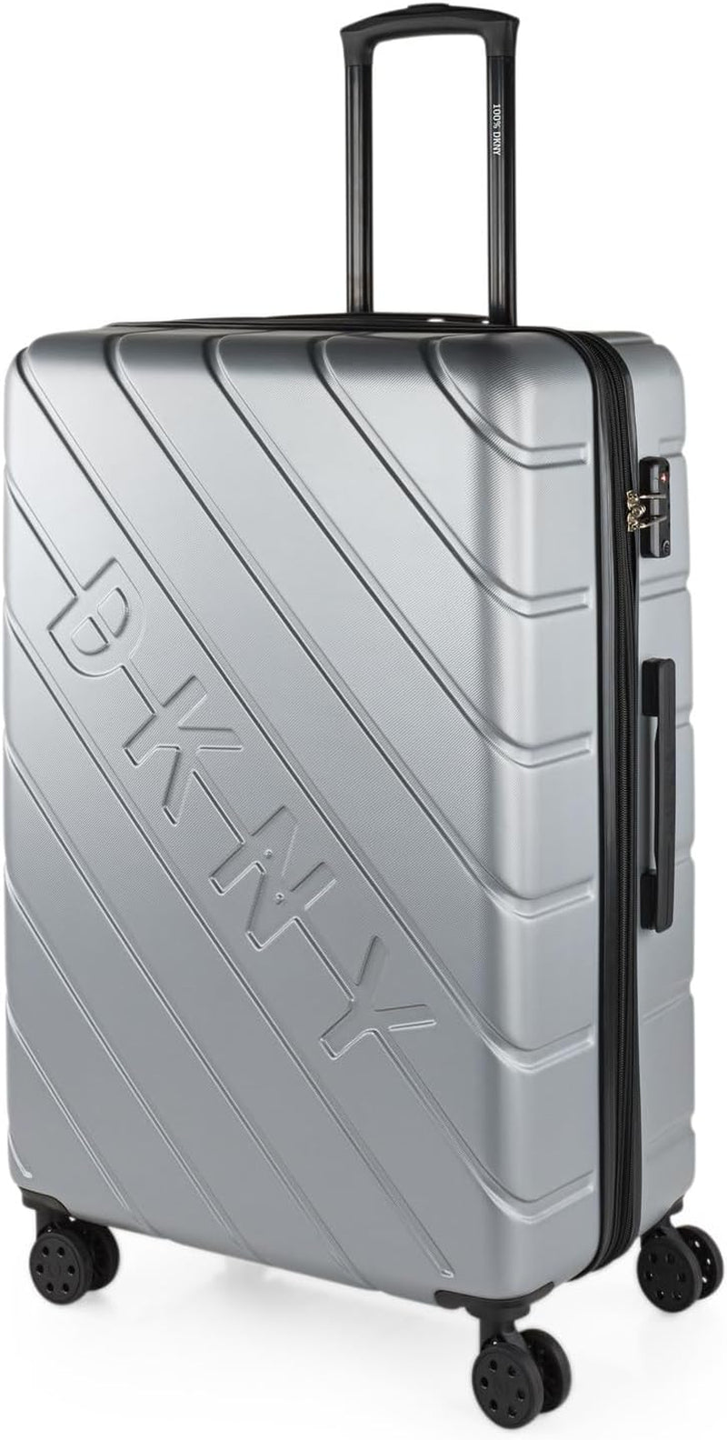 DKNY - Grande Valise 4 Roues Grande Valise Légère - Grande Valise de Voyage à Roulettes. Grande valise de voyage pour avion Valise à coque rigide avec serrure certifiée - Grande valise à roulettes Argent Naty Shop Bagages et équipement de voyage Argent L